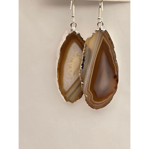 Agate Slice Drop Earrings - Picture 6 of 7